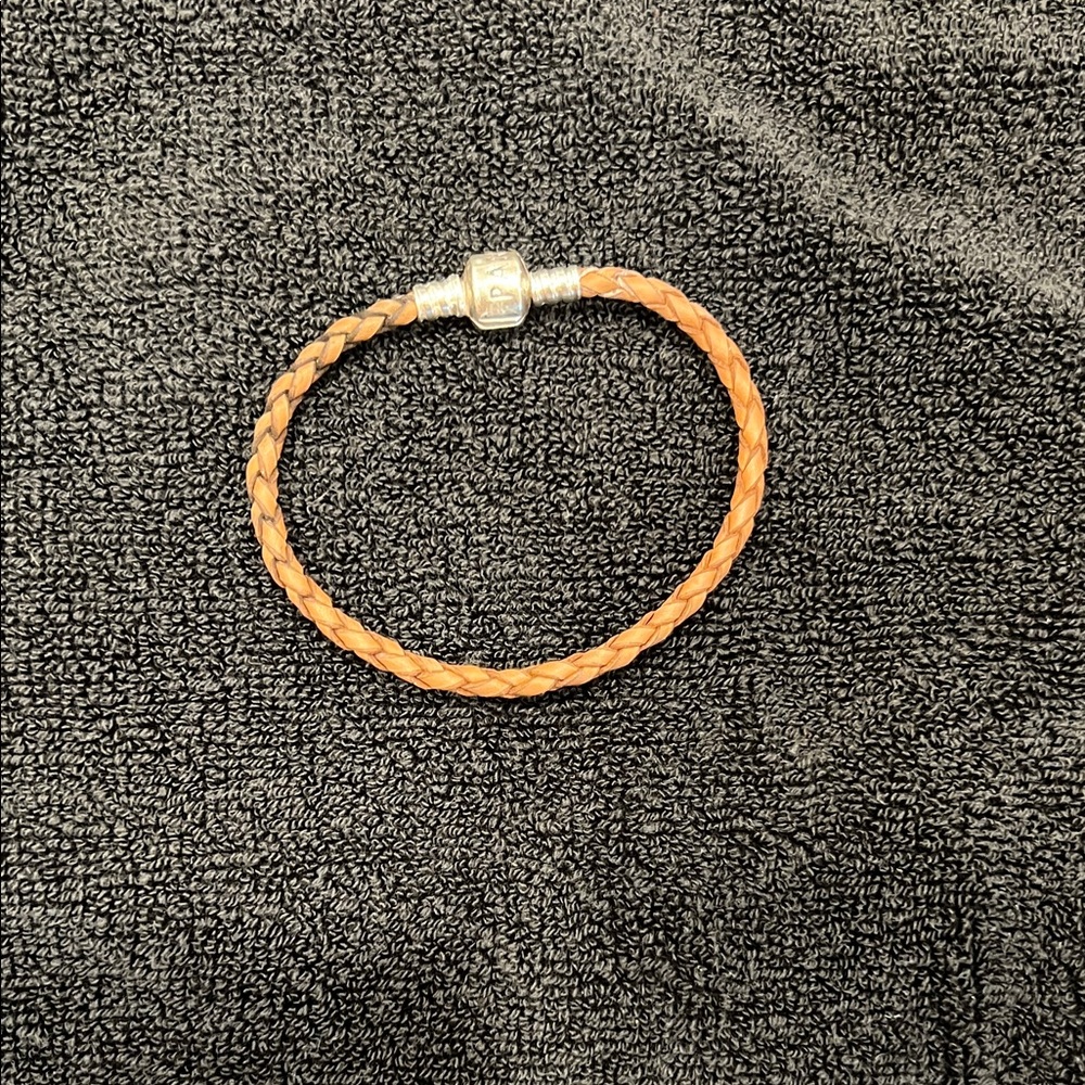 Pandora Braided Leather Bracelet with Silver Clasp